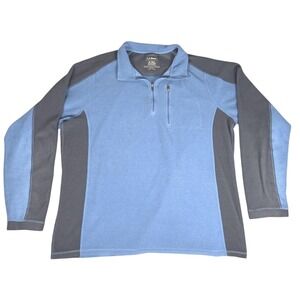 LL Bean Mens XL Tall Blue Grey Quarter Zip Fleece Pullover Jacket 283956